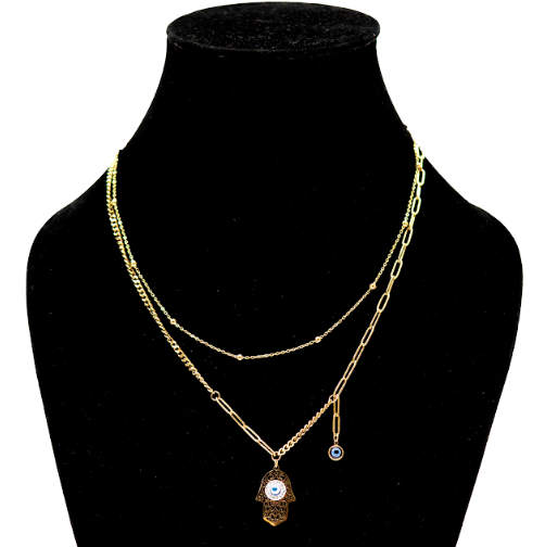 Gold-Tone Evil Eye Pendant Necklace for Women